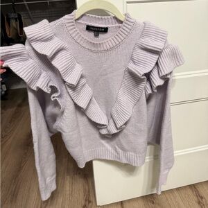 Indefer Lilac Ruffle Knit Sweater